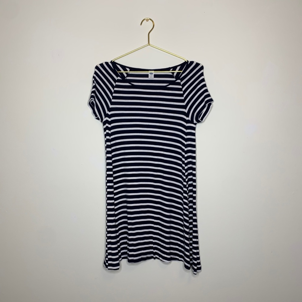 Old Navy • Blue & White Striped T-Shirt Dress